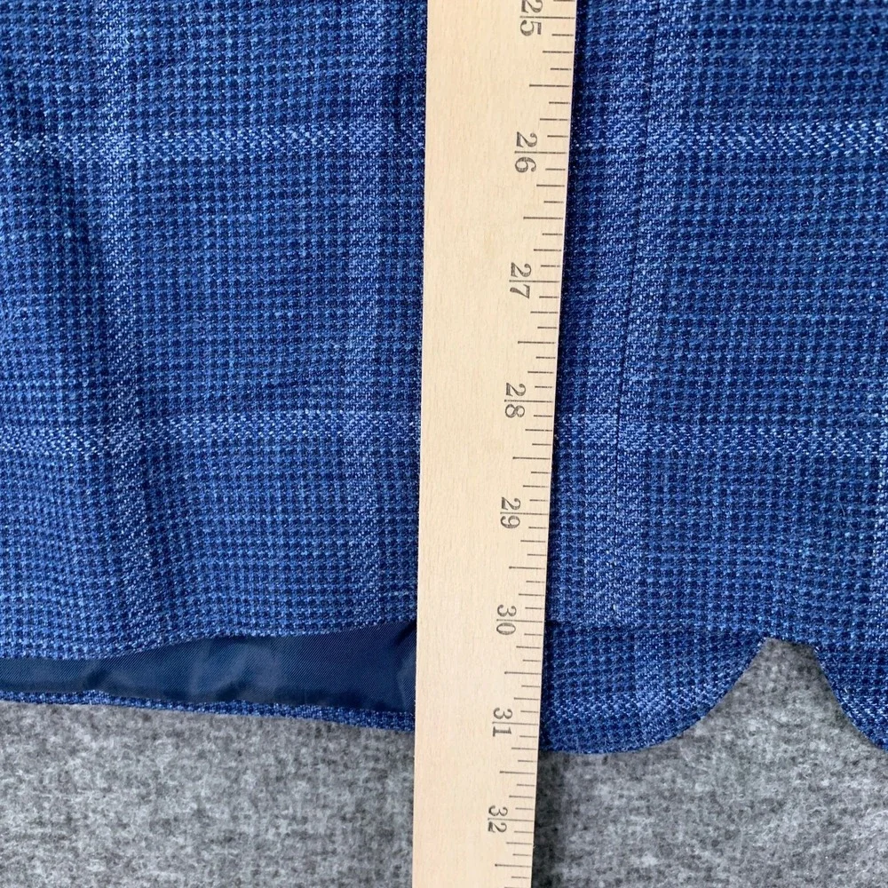 Ermenegildo Zegna Blazer Jacket Men 50R Silk Flax Blue Windowpane Sport Coat - Picture 13 of 16